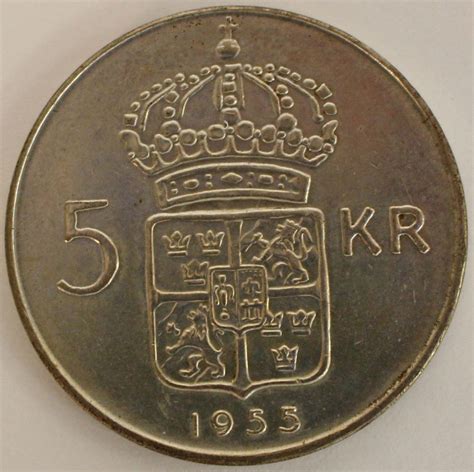 5 krona 1955 värde  1 kr